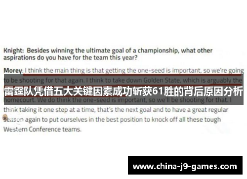 雷霆队凭借五大关键因素成功斩获61胜的背后原因分析